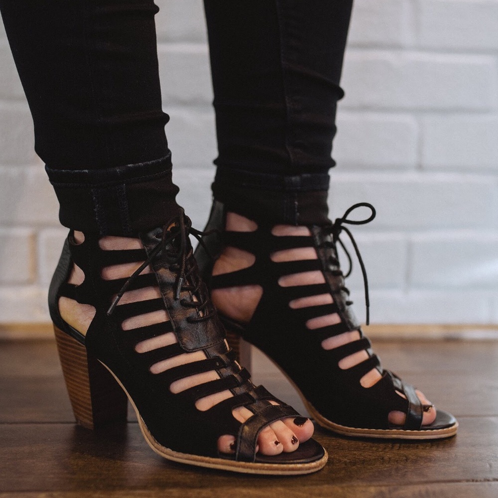 Sol Sana - Black cutout suede heels - sz 8.5